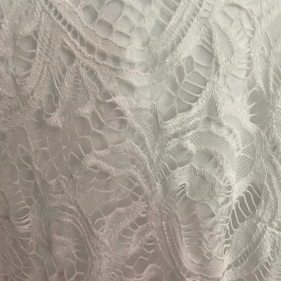 TACERA Ivory dress L w/sheer arm & hem Double bell sleeves NWT knee length - Picture 3 of 9